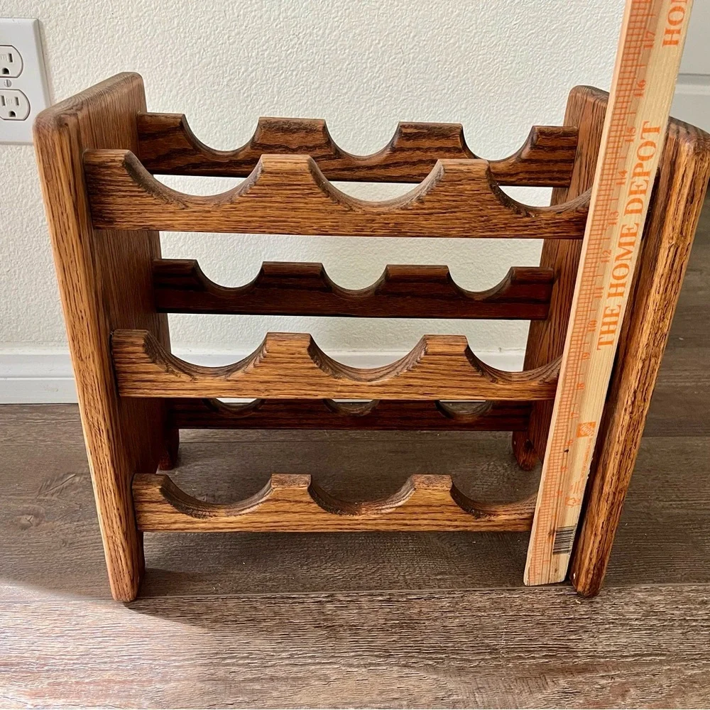 Vintage Teak Wood Mid-Century Wine Rack 9 Bottles Danish Modern 15/9/16 Inch